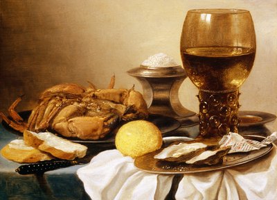 Naturaleza muerta de un cangrejo en un plato de peltre de Pieter Claesz